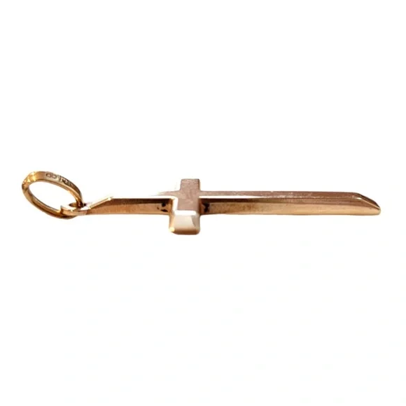14K Yellow Gold Cross Charm Pendant #18436